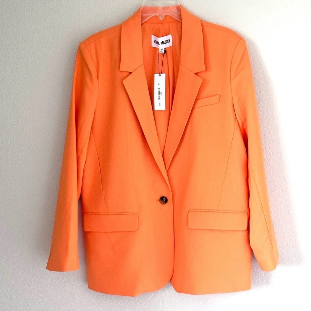 Steve Madden Kaira Amber Orange Boyfriend Blazer - Picture 2 of 3
